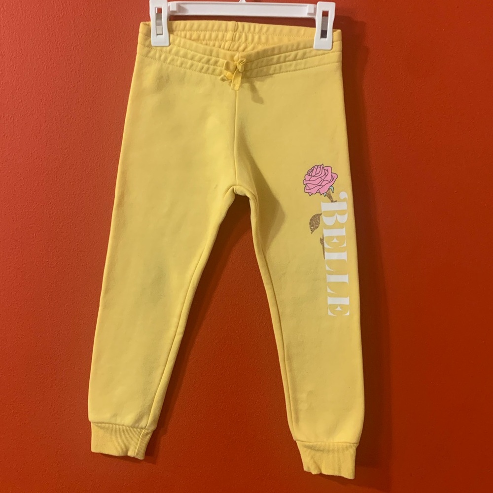 Disney Yellow Belle Sweatpants for Girls XS (4-5)